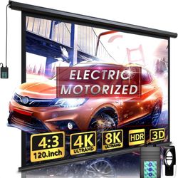 Aoxun 120" Motorized Projector Screen - Indoor and Outdoor Movies Screen 120” Electric 4:3 projector