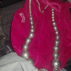 Unique Sections Of Tarnish Vintage Native American Navajo Sterling Silver Necklace