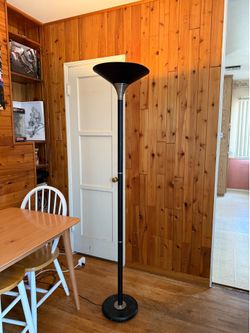 Torchiere Floor Lamp – Black & Silver