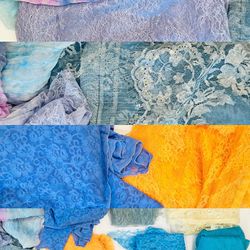Gorgeous Blue Lace & Mohair/ Knitted Fabric - Perfect for Crafts