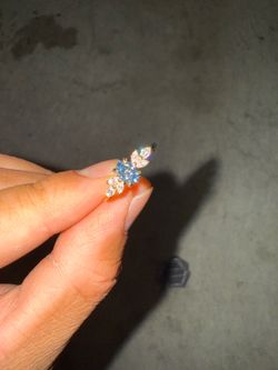 Cyan Blue Moissanite Ring Rose Gold 6 1/2