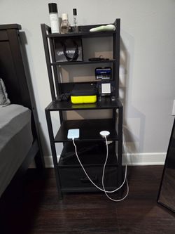 Black Nightstand with One Drawer