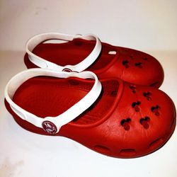 Mickey Mouse Red Crocs, Mary Jane Shoes Size 10/11
