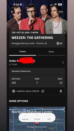 1 Weezer Arizona Ticket