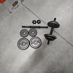 Set Of Adjustable Cast Iron Dumbbells