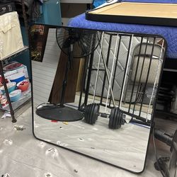 Square Black Frame Rounded Corner Mirror