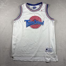 Champion Space Jam Tune Squad Taz #1 Basketball Jersey Men’s Size L White Y2K#2A