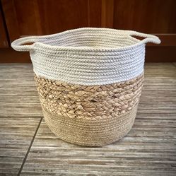 Beige Woven Rope Basket