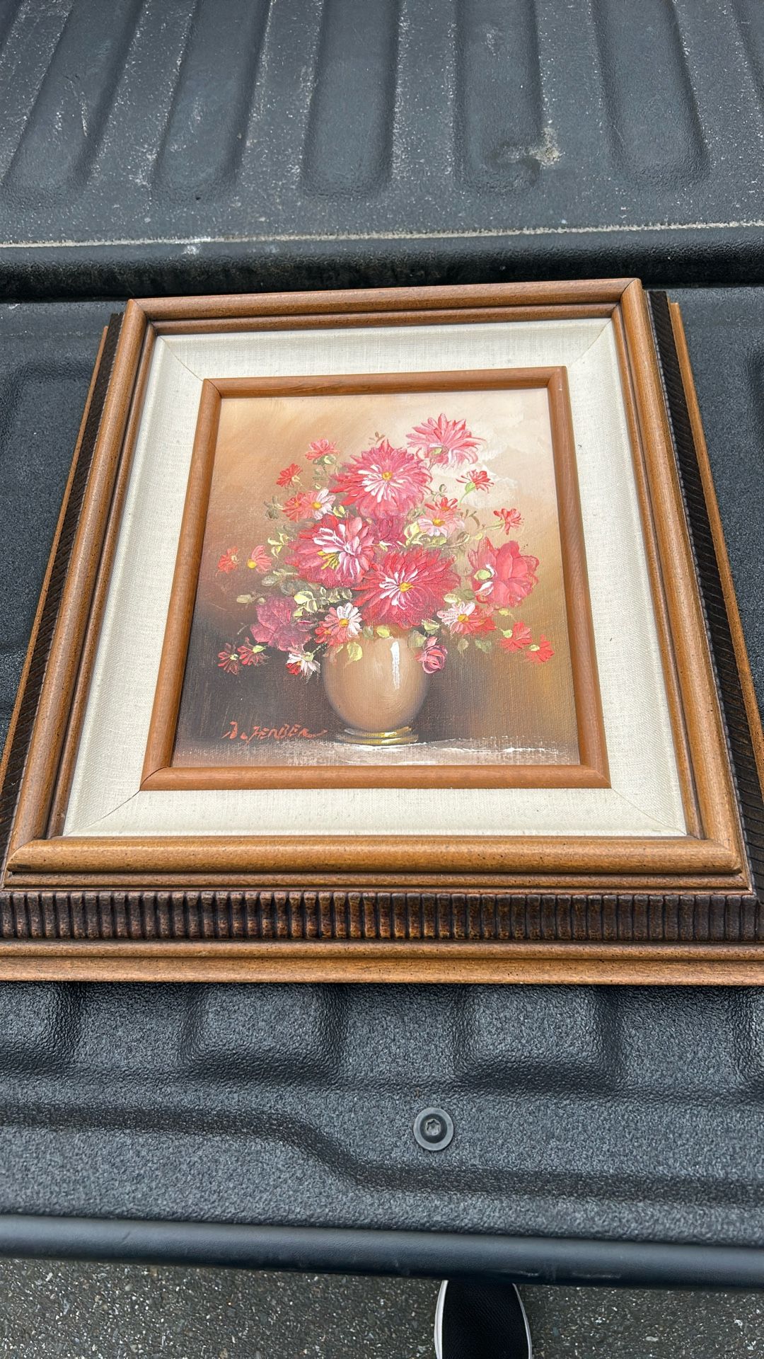 Old Painting Flowers And Vase
