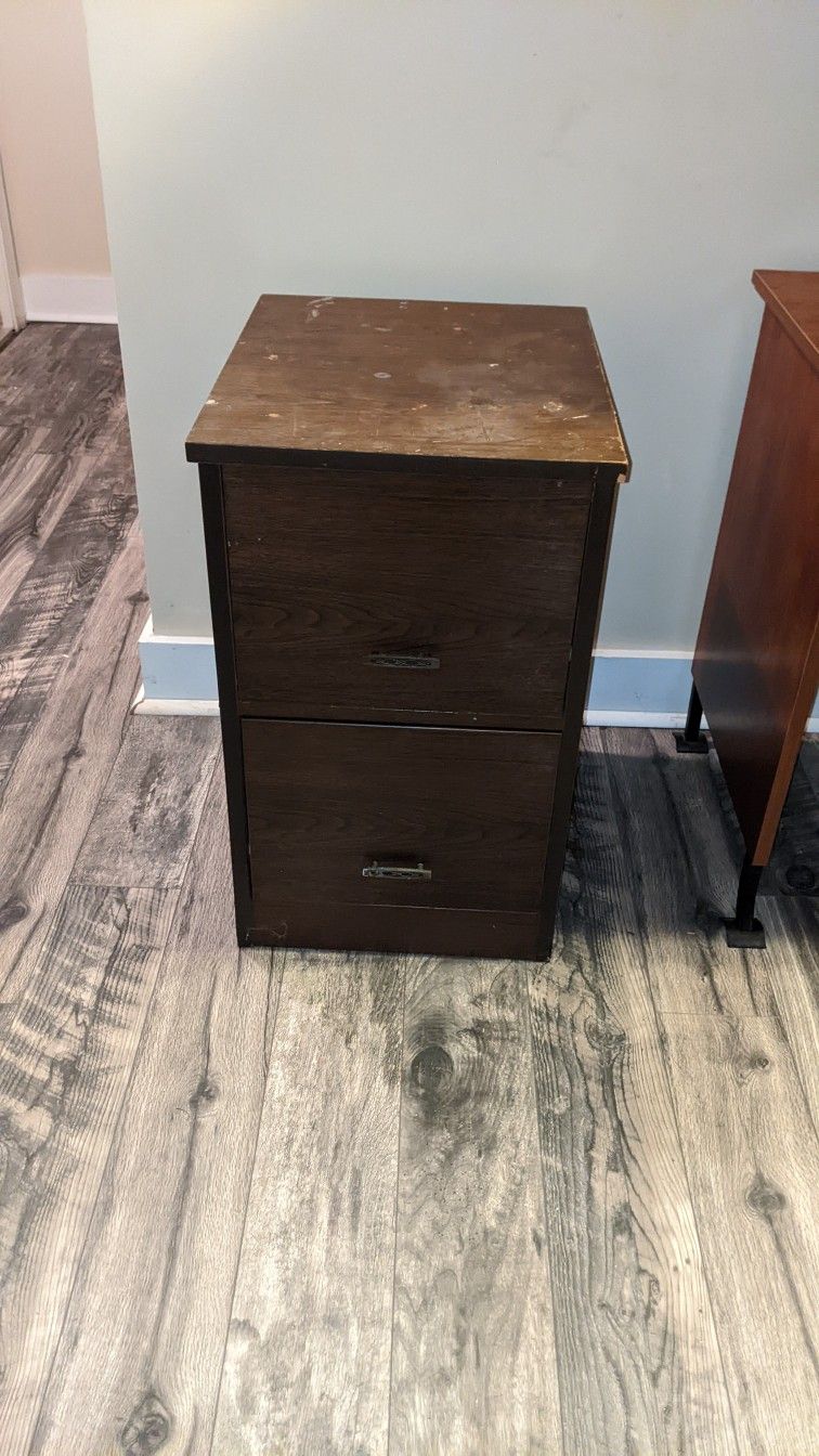 2 Draw Wood Filing Cabinet 