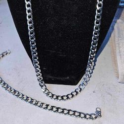 Stainless Steel Chain 26" And 8" Bracelet Matching Pick Up By 89015