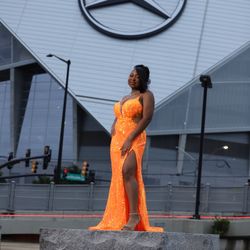 Orange Prom Dress Size 10-12 (Price Up For Negotiations)