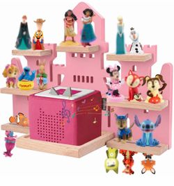 Castle Shelf for Audio Player 1 & 2, Magnetic Wall-Mounted Wooden Storage Floating Rack for 15-25 Story Characters & Audio Player & Charging Station, 