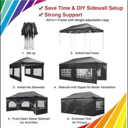 10x20' Heavy Duty Canopy Party Tent Waterproof Gazebo w.4Sidewalls 