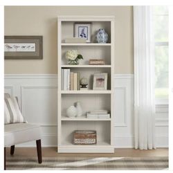StyleWell 71 in. Off White 5-Shelf Classic Bookcase with Adjustable Shelves - New