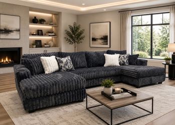 CHARCOAL FLUFFY COUCH