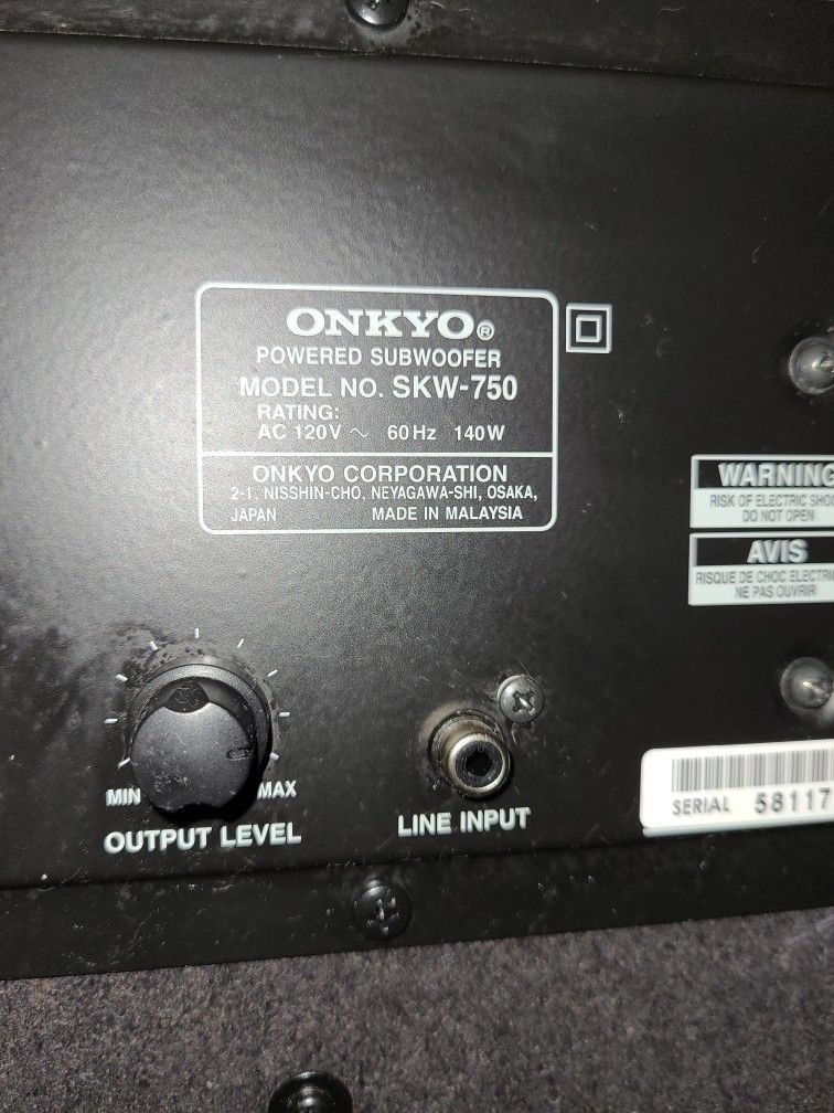 Onkyo Powered Subwoofer Model Number Skw750