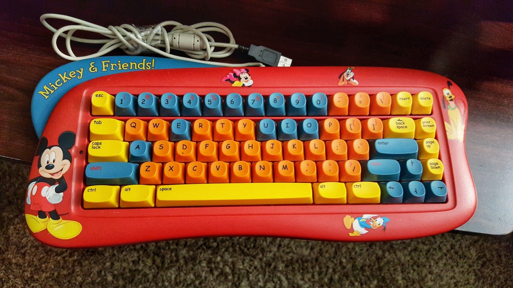 KidzMouse Disney Mickey Mouse & Friends Red Computer Keyboard USB - TESTED WORKS