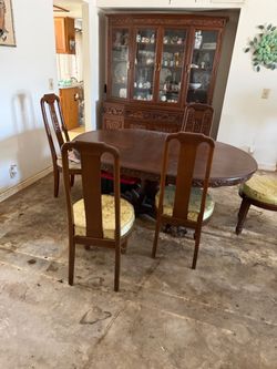 Teak Dining Room Table with 6 Chairs