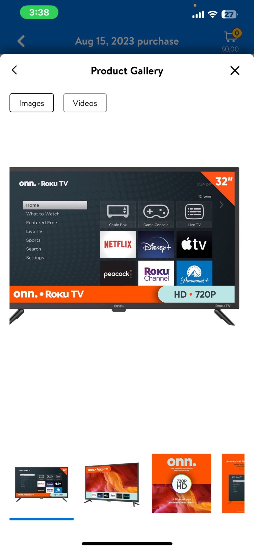 onn. 32” Class HD (720P) LED Roku Smart TV (100012589)