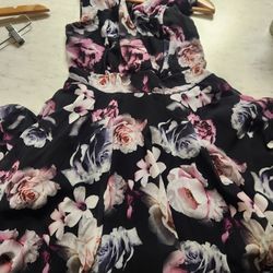 TFNC black floral mini dress