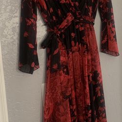 Red And Black Floral Dress
