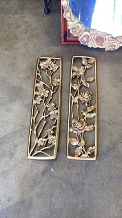 Vintage Wood Wall Plaques $20 Pair