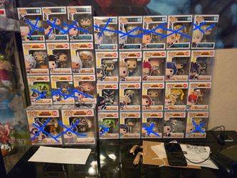 Funko pops all together the ones crossed out are not included