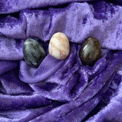 3 Small 1” Marble or Natural Stone Polished Eggs