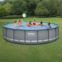 Bestway Power Steel 18’ x 48” Round Above Ground Pool Set $299.99