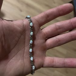 🌟 Genuine 925 Sterling Silver White Opal Bracelet – $50 OBO