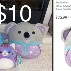 $10 Bundle Of Squishmallows, Raina the Owl, Eloise the cat, & Sleepy Koala all for $10 