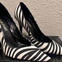 Colin Stuart zebra-print high-heeled pumps