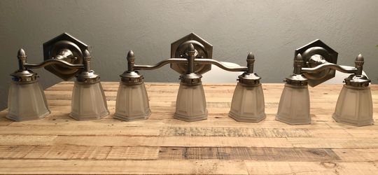 Silver Vanity Light Fixtures - Set of Three