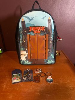 Loungefly Funko Pop! Jurassic Park Gate Backpack w/ collectible pins/keychains