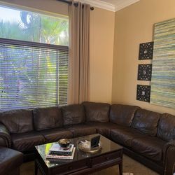 Vintage quality, well made brown leather sectional