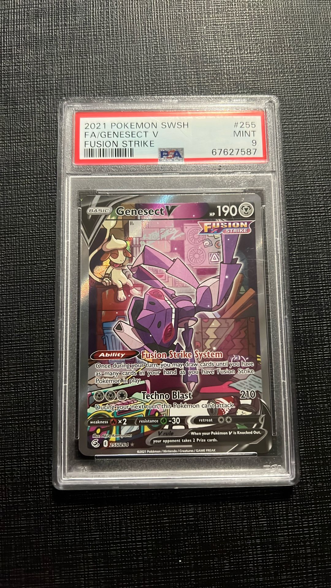 PSA 9 Genesect V #255 Pokemon Fusion Strike