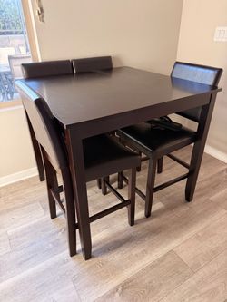 Z Gallerie Counter Height Table + 4 Chairs – Dark Brown / Black