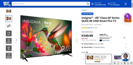 65 inch INSIGNIA QLED 4K UHD TV