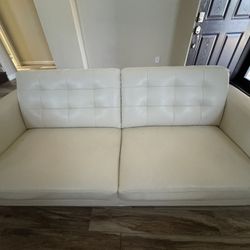 Pearl White  Leather Couch. 