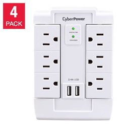 NEW CyberPower Wall Tap Swivel Surge with 6 Outlets & 2 USB Charging Ports, 4-pack