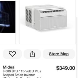 Midea 8,000 BTU 115-Volt U Plus Shaped Smart Inverter Window Air Conditioner Wi-Fi, for up to 350 sq. ft. Energy Star 2024