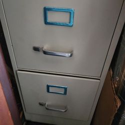 Vertical Gray Metal Filing Cabinet
