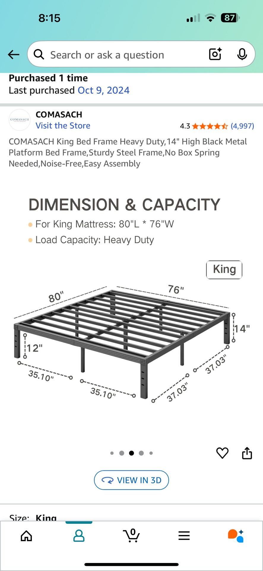 14 Inch King Heavy Duty Metal Bed Frame Base