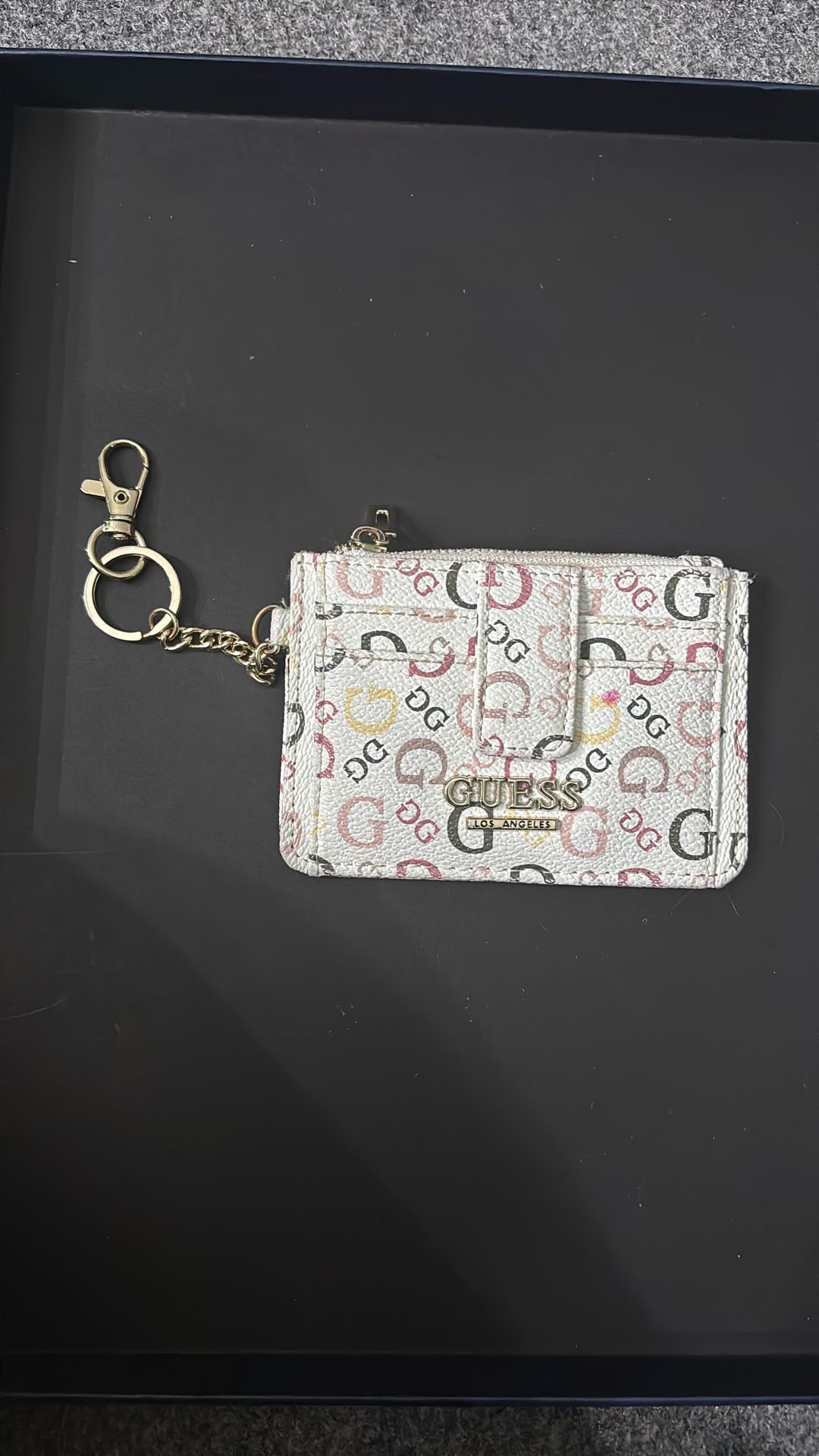 Guess white keychain cardholder