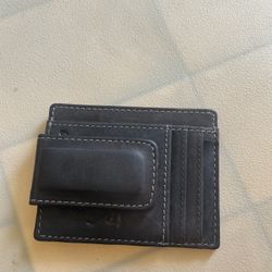 Leather Wallet With Magnetic Money Clip 