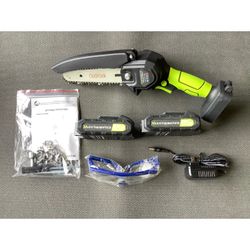 6 Inch Cordless Mini Chainsaw with 2 Batteries, Charger and Case