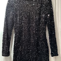 Black Sequin Short Dress/Long Top