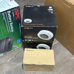 Professional Security & Networking Lot - Hanwha AI Cameras, PoE Switch, APC