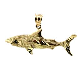 Men’s 10k Yellow Gold Great White Shark Charm Pendant For Necklace GP3115350